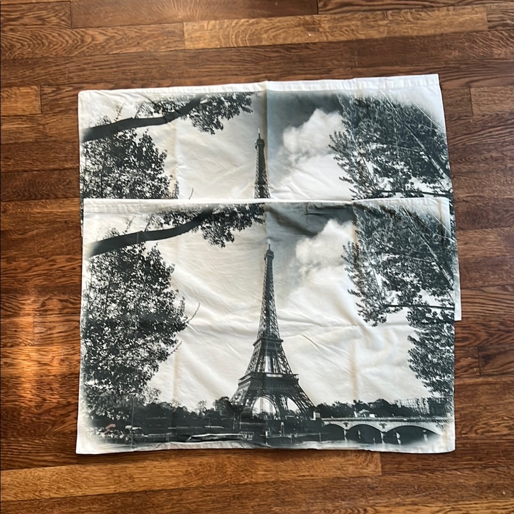 Urban Outfitters Eiffel Tower Pillowcase - Black and White